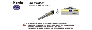 Arrow X-Kone RVS met Carbon Endcap Einddemper met E-keur Honda CB 1000 R 2008 > 2016