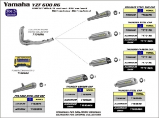 Arrow Thunder Aluminium met RVS Endcap Yamaha YZF-R6 2006 2016
