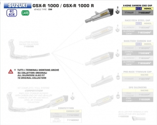 Arrow X-Kone RVS Carbon Endcap Suzuki GSX-R 1000 2017