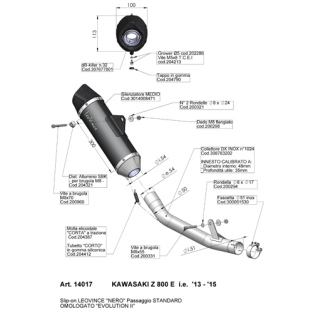 Leovince Nero Slip-on Einddemper met E-keur Kawasaki Z800 E 2013-2016