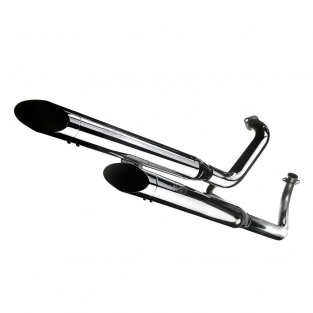 Silvertail K02 Chrome Dubbele Slip-on Einddemper met E-keur Yamaha XV VIRAGO 1000 1986 > 1988