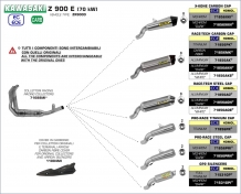 Arrow RVS Racing Voorbochten zonder E-keur Kawasaki Z900E / A2 2017 2018