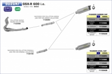 Arrow Thunder Aluminium Einddemper mer Carby Endcap met E-keur incl. Linkpipe Suzuki GSX-600R 2008-2010