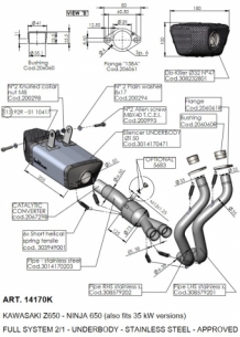 Leovince Underbody RVS Compleet 2in1 Uitlaatsysteem met E-keur incl. Kat. Kawasaki Z 650 2017 > 2019
