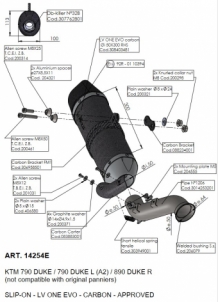 Leovince LV One Evo Carbon Slip-on Einddempermet E-keur KTM 790 Duke 2018 > 2020