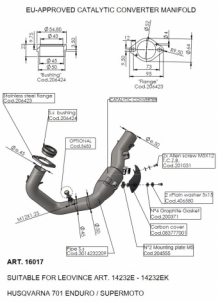 Leovince RVS Catalytic Converter Manifold met E-keur Husqvarna 701 Enduro / LR 2017 > 2020