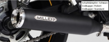 Miller Silverado II Slip-on Einddemper Set Black met polished Standard Endcap met E-keur incl. Katalysator Harley Davidson Sportster XL1200 2004 2016
