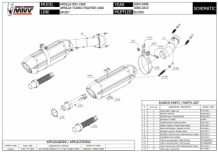 Mivv Suono RVS Black dubbele Slip-on Einddemper (L+R)  Set met E-keur Aprilia RSV 1000 2004 > 2008