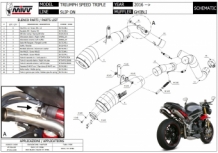 Mivv Ghibli RVS High Mount Dubbele Einddemper Set (L+R) met E-keur Triumph Speed Triple 1050 2016 > 2018
