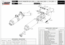 Mivv GP Titanium Slip-on Dubbele Einddemper (L+R) Set met E-keur Ducati Monster 1000 2003 > 2005