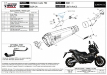 Mivv Delta Race RVS Black Slip-on Eindemper Euro4 gekeurd Honda X-Adv 750 2017 > 2020