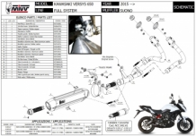 Mivv Suono RVS Black Compleet 2in1 Uitlaatsysteem met E-keur Kawasaki Versys 650 2015 > 2021