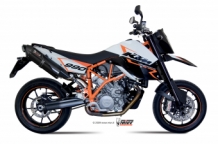 Mivv Suono RVS Black Dubbele Einddemper (L+R) Set met E-keur KTM 990 Supermoto R 2007 > 2013