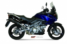 Mivv Suono RVS Black Slip-on dubbele Einddemper (L+R) Set met E-keur Suzuki DL V-STROM 1000 2002 > 2013