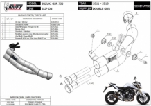 Mivv Double Gun Full Titanium Double Exit Slip-on Einddemper zonder E-keur Suzuki GSR 750 2011 > 2016