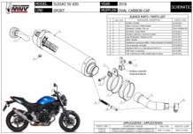 Mivv Oval Titanium met Carbon Cap Slip-on Einddemper met E-keur Suzuki SV 650 2016 > 2021