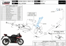 Mivv Suono RVS Black Compleet 1in1 Uitlaatsysteem met E-keur Suzuki GSX-R 125 2017 > 2020