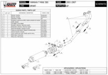 Mivv GP RVS Black Compleet 2in1 Uitlaatsysteem met E-keur Yamaha T-MAX 500 2001 > 2007