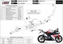 Mivv GP RVS Black Compleet Uitlaatsysteem met E-keur YAMAHA YZF R125 2008 > 2013