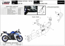 Mivv Double Gun Full Titanium Slip-on Double Exit Einddemper met E-keur YAMAHA YZF R25 2015 > 2020