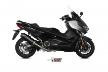 Mivv Oval RVS Black met carbon Endcap Compleet Uitlaatsysteem met Euro4 Keuring Yamaha T-Max 530 2017 2019