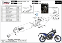 Mivv Oval Carbon met Carbon Endcap Einddemper met E-keur Yamaha Tenere 700 2019 > 2021