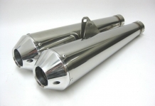 QD MaXcone RVS Einddemperset met Chrome Coated Megaphone Endcaps met E-keur Triumph Bonneville T100 2001 2016