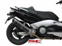 SC Project Oval RVS Black Compleet 2-1 Uitlaatsysteem met E-keur Yamaha T-Max 500 2002 2007