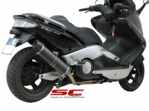 SC Project Oval RVS Black Compleet 2-1 Uitlaatsysteem met E-keur Yamaha T-Max 500 2002 2007
