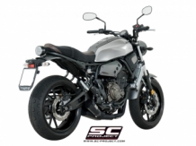 SC Project Compleet Mattzwart 2-1 Uitlaatsysteem met 70s Conical Einddemper met E-keur incl. Kat. Yamaha MT07 2017 2020