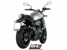 SC Project Compleet Mattzwart 2-1 Uitlaatsysteem met 70s Conical Einddemper met E-keur incl. Kat. Yamaha MT07 2017 2020