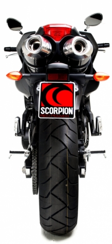 Scorpion Factory Oval RVS Dubbele Einddemper (L+R) Set met E-keur Yamaha FZS 6 Fazer 2004 >2006