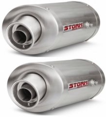 Storm by Mivv Oval RVS Slip-on Dubbele Einddemper Set met E-keur Ducati Multistrada 1100 2006 > 2009